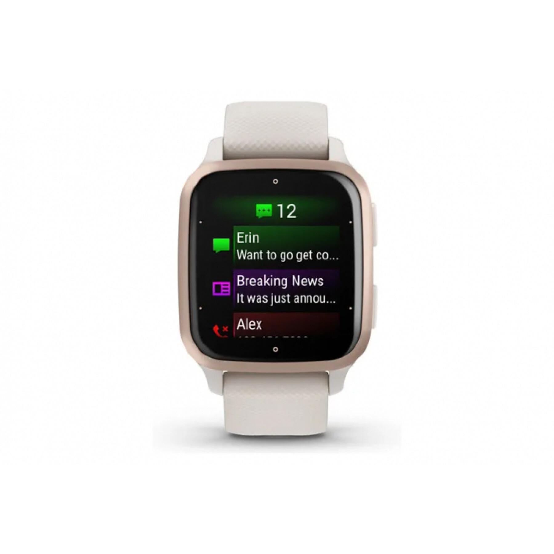 Horloge gps silicone armband ivoor Garmin Venu Sq 2 Music Edition