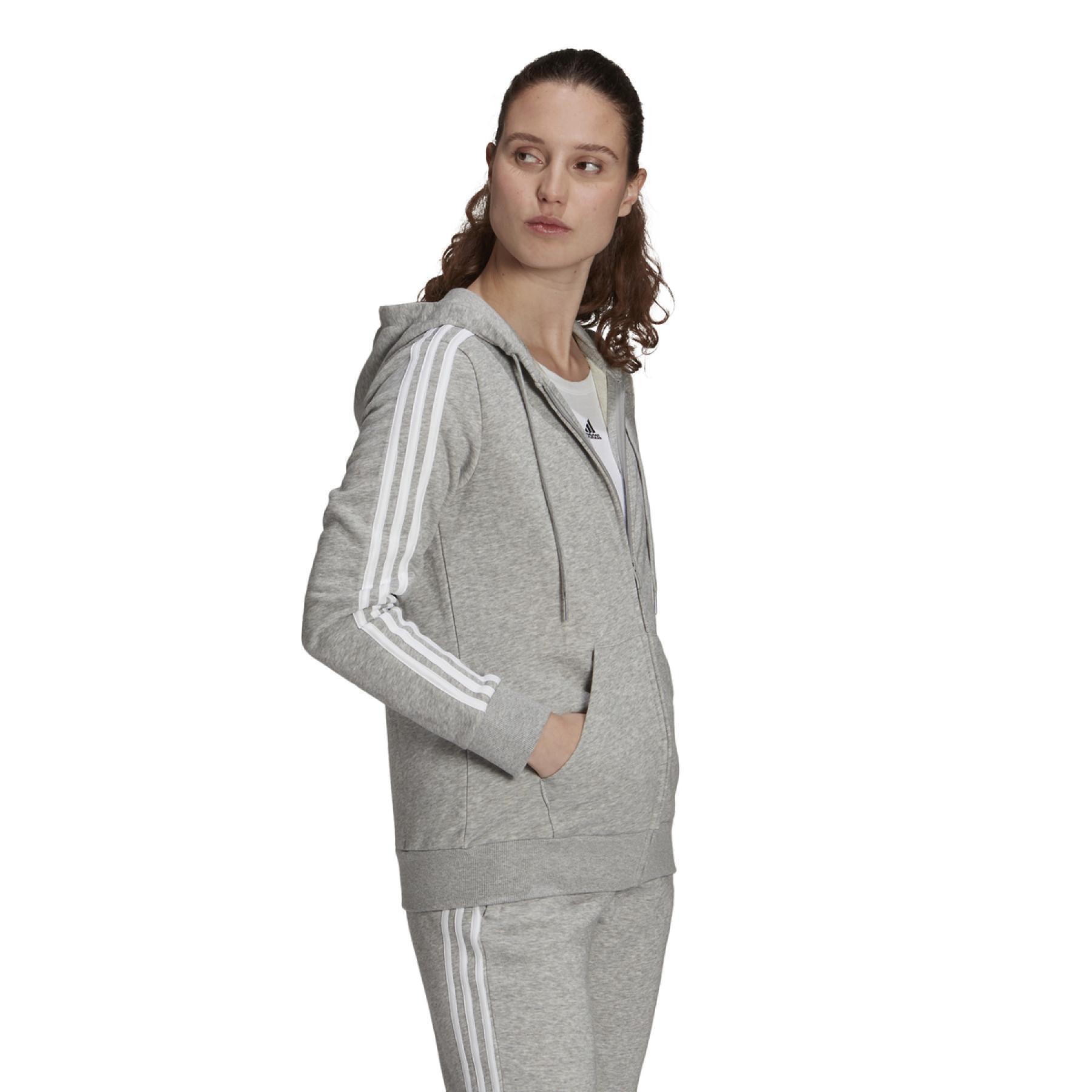 Dames sweater met capuchon en ritssluiting adidas Essentials French Terry 3-Bandes