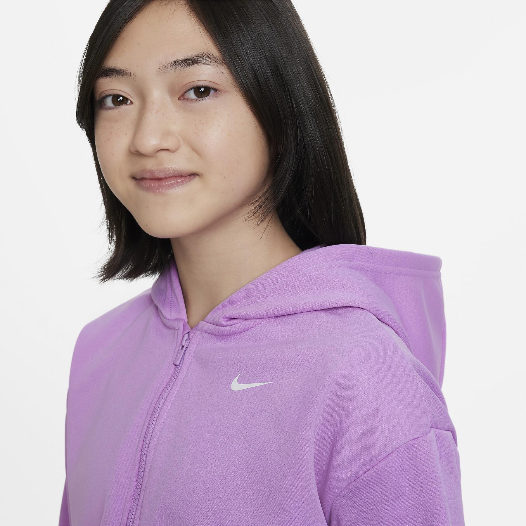 Sweatshirt Meisjesrits Nike Therma-Fit SE+ met capuchon.