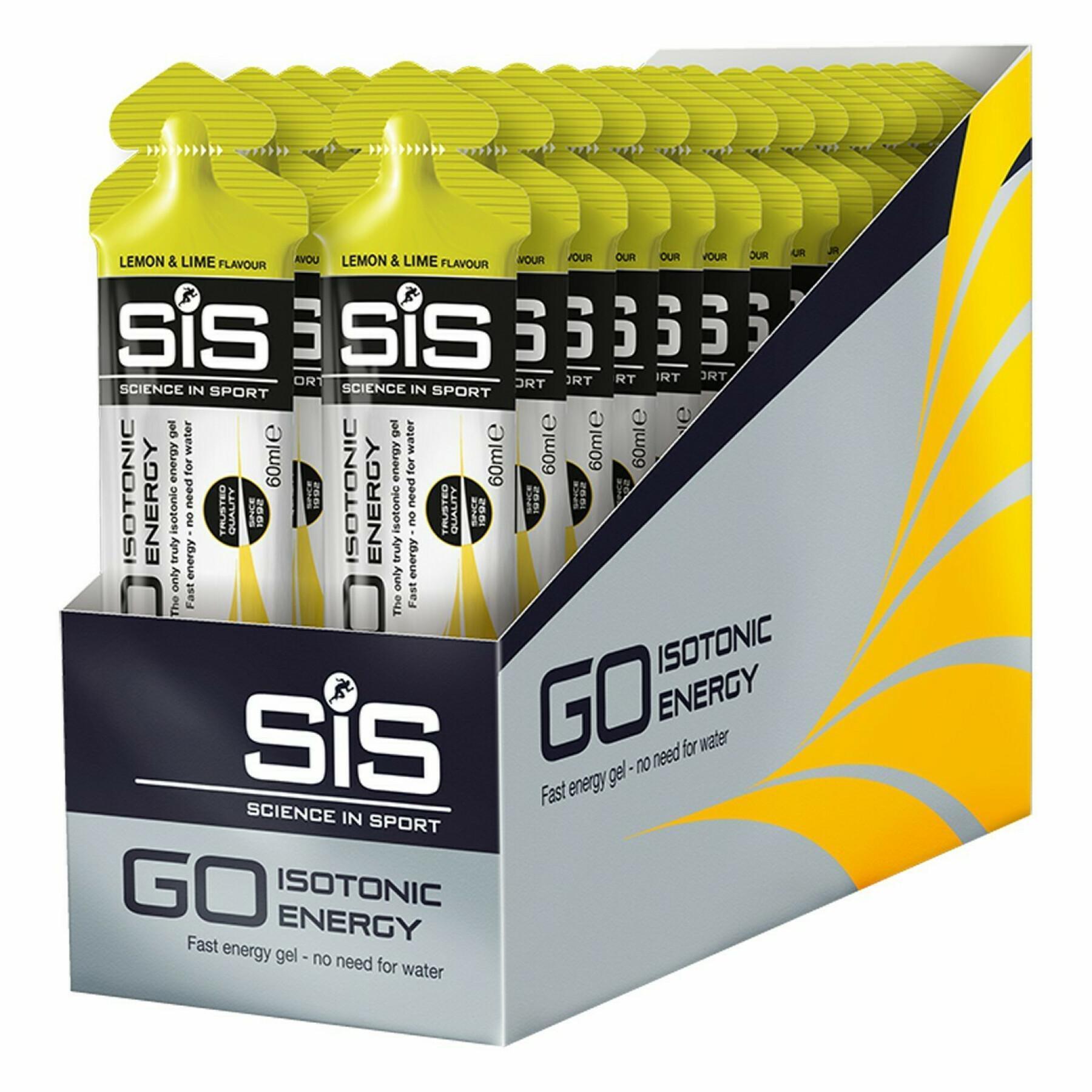Pak met 30 energiegels Science in Sport Go Isotonic - Lemon & Lime - 60 ml